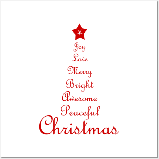 Christmas Tree Word Art Script Typography in Red Posters and Art